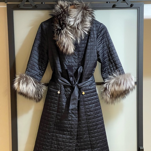 Quilted coat with fur trim size S - Picture 4 of 16